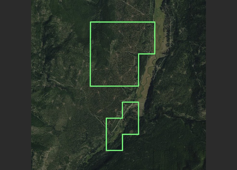 The same tracts drawn on the aerial at their real coordinates